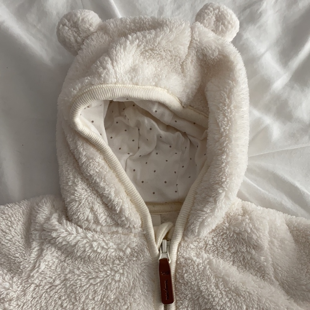 Ivory bear ear hoodie Sherpa - Picture 2 of 3